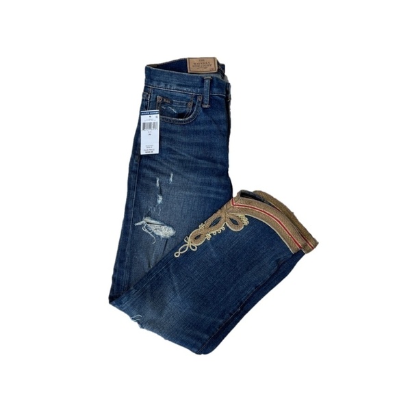 RALPH LAUREN WAVERLY CROPPED EMBELLISHED JEANS SIZE 26 NWT - Picture 3 of 10